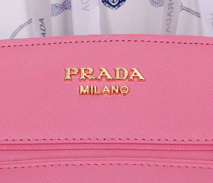 2014 Prada saffiano cuir leather tote bag BN2595 pink